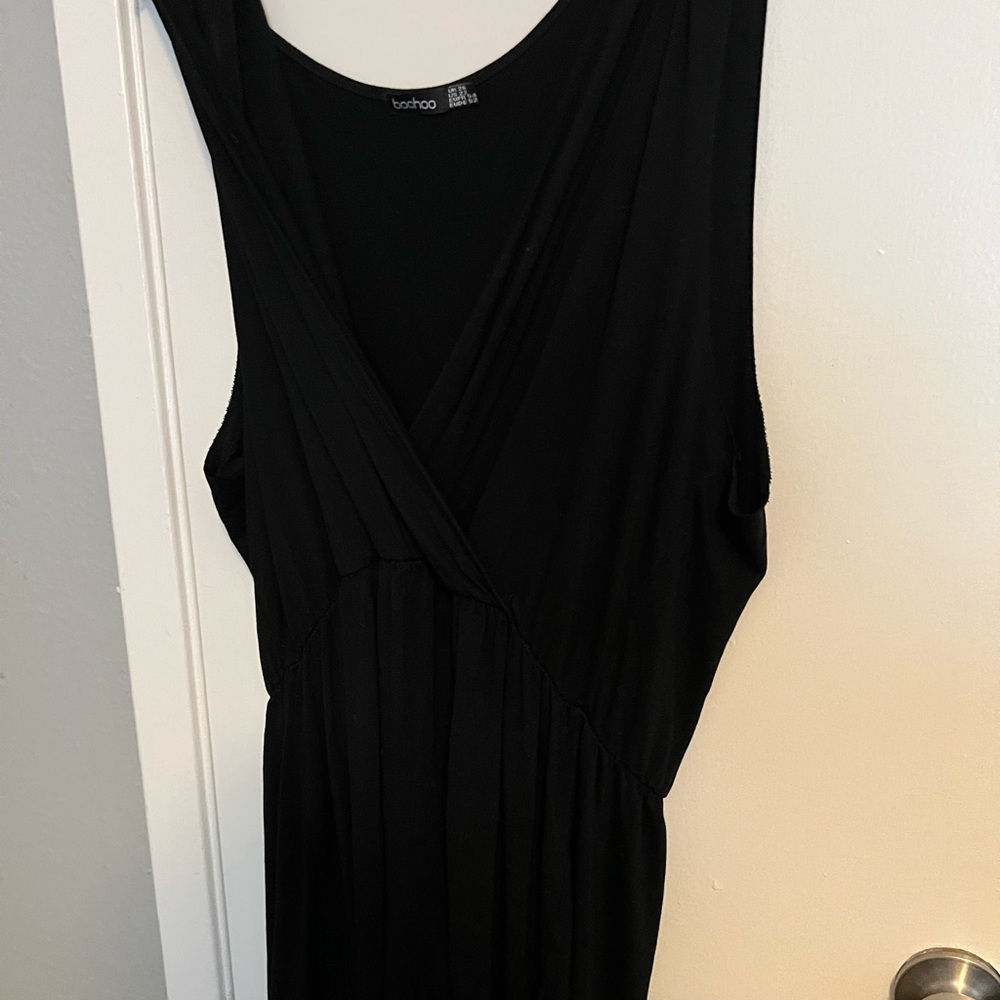 BooHoo black sleeveless wrap neck romper